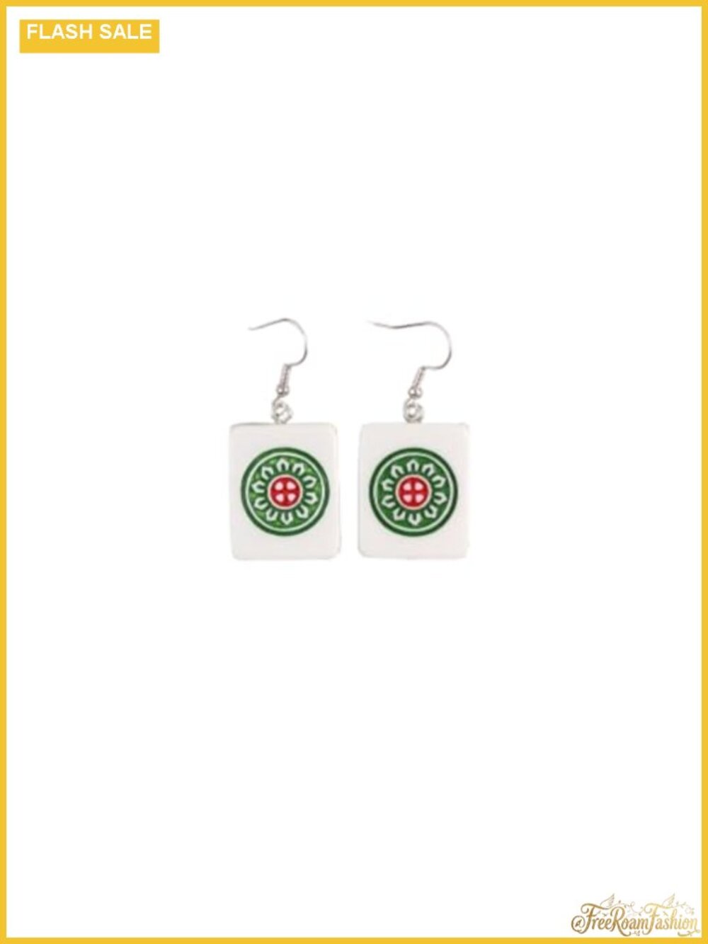 Handmade Resin Mahjong Dangle Earrings Geometric French Wire Women